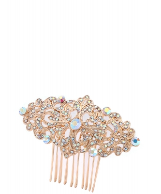 Rhinestone Hair Comb HM320006 GOLD AB
